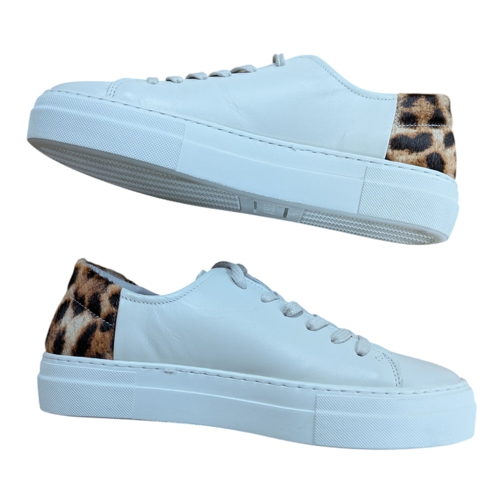 ABLE Emmy Bone/Cheetah Leather Sneakers Size 10 - Picture 7 of 13